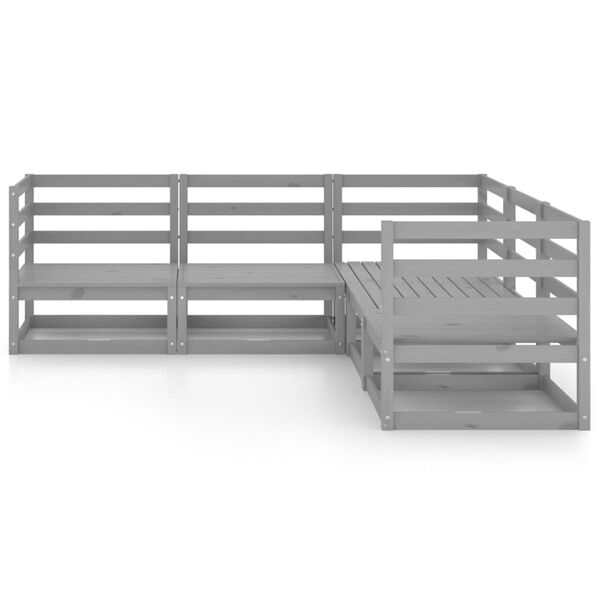 vidaXL 5-osainen puutarhasohvasarja harmaa täysi mänty