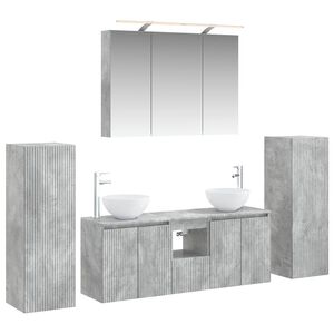 vidaXL Kylpyhuonekalustesetti 6 pcs Betoninharmaa Tekninen puu ja lasi