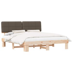 vidaXL S&auml;nkyrunko verhoillulla p&auml;&auml;dyn Harmaanruskea 200 x 200 cm