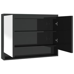 vidaXL LED kylpyhuoneen peilikaappi 80x15x60 cm MDF kiilt&auml;v&auml; musta