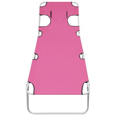 vidaXL Kokoontaitettava aurinkotuoli päätuella teräs magenta pinkki
