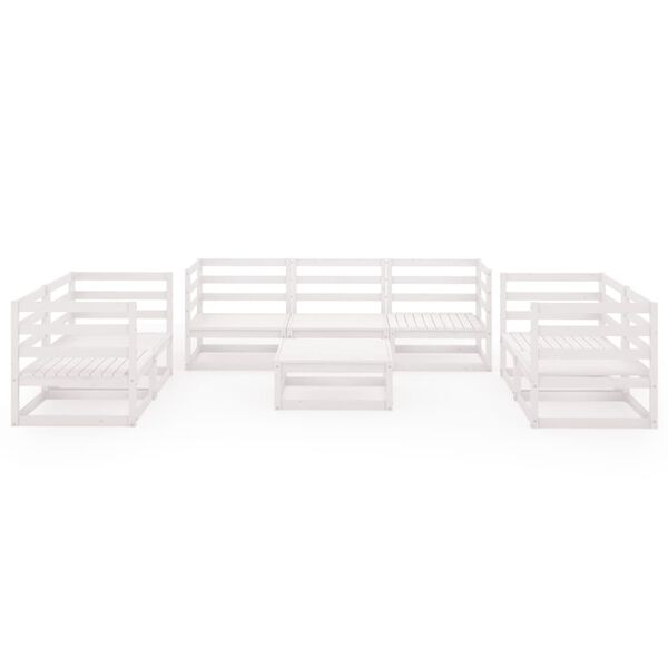 vidaXL 8-osainen Puutarhasohvasarja valkoinen täysi mänty