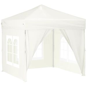vidaXL Kokoontaittuva juhlateltta sivuseinill&auml; kerma 2x2 m