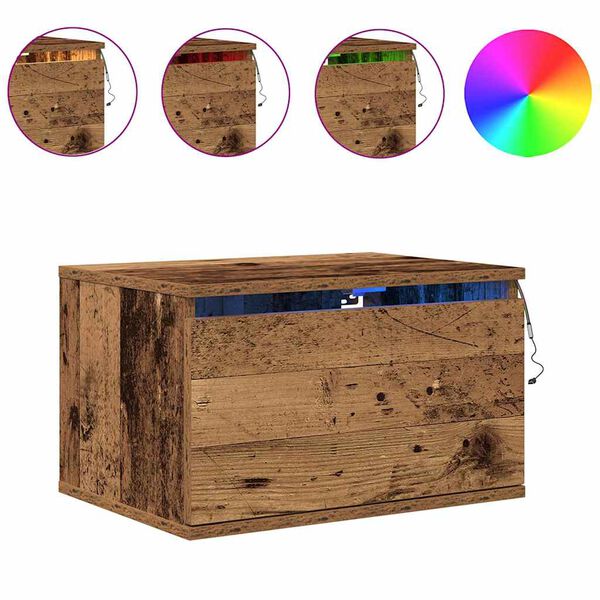 vidaXL Sein&auml;lle kiinnitett&auml;v&auml; y&ouml;p&ouml;yt&auml;kaappi Vanha puu 50 x 36 x 30 cm