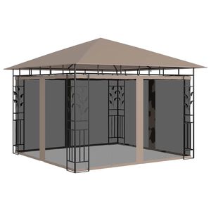 vidaXL Huvimaja hyttysverkolla 3x3x2,73 m harmaanruskea 180 g/m&sup2;