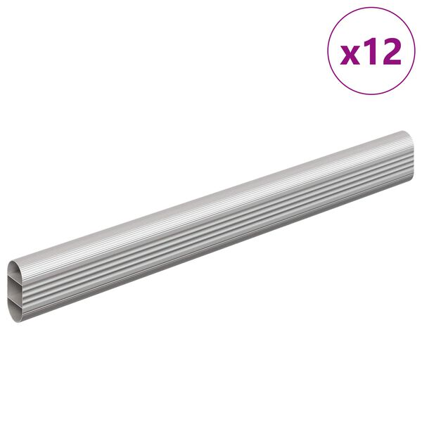 vidaXL Kaapintanko 12 pcs Hopea 764 x 15 x 29 mm Alumiiniseos