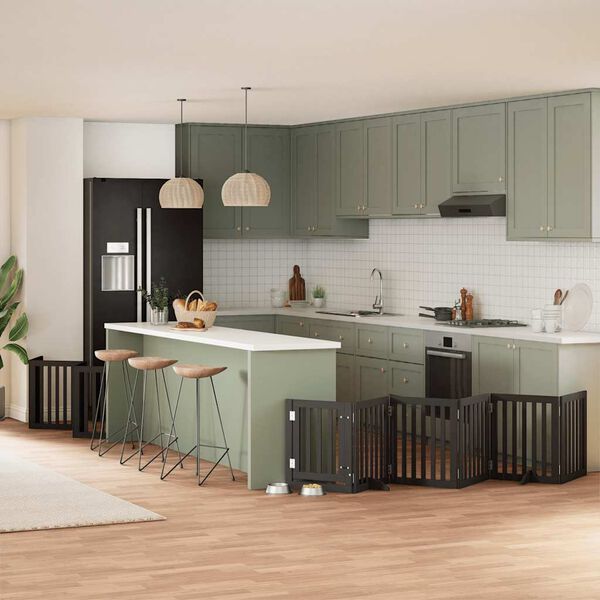 vidaXL Koiraportti kokoontaittuva 12 paneelia musta 600 cm poppelipuu