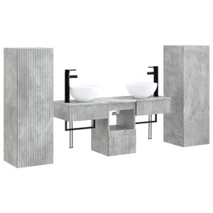 vidaXL Kylpyhuonekalustesetti 5 kpl Betoninharmaa 33 x 34,5 x 100 cm