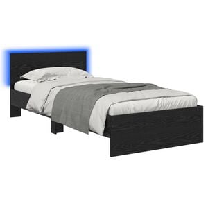 vidaXL S&auml;ngyn runko LED-valolla Musta tammi 80 x 200 cm Tekninen puu