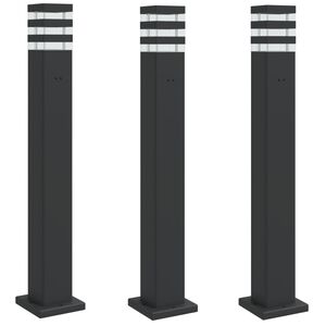 vidaXL Pylv&auml;svalaisimet pistorasialla 3 kpl musta 80 cm alumiini