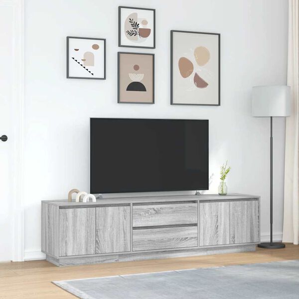 vidaXL TV-taso LED-valoilla harmaa Sonoma 193,5x41x50 cm
