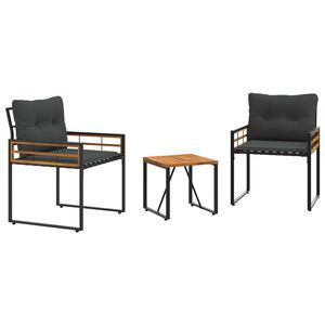 vidaXL Ulkokalusteet Setti tyynyll&auml; 3 pcs Himme&auml;n Harmaa