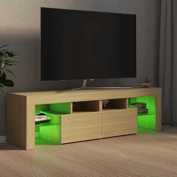 vidaXL TV-taso LED-valoilla Sonoma-tammi 140x36,5x40 cm
