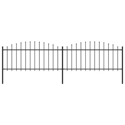 vidaXL Puutarha-aita keihäskärjillä teräs (0,5-0,75)x3,4 m musta
