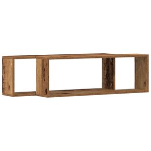 vidaXL Sein&auml;hyllyt 2 kpl Vanha puu 80 x 15 x 26 cm Tekninen puu