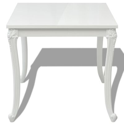 vidaXL Ruokapöytä 80x80x76 cm Korkeakiilto Valkoinen