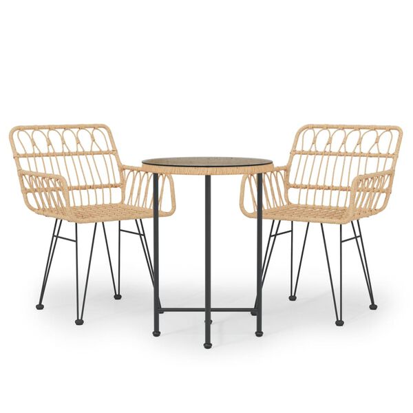 vidaXL 3-osainen Ulkoruokailuryhmä polyrottinki