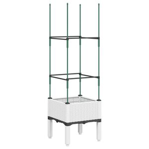 vidaXL Kukkalaatikko s&auml;leik&ouml;ll&auml; valkoinen 40x40x142,5 cm PP