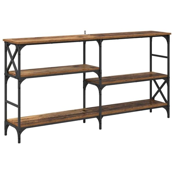 vidaXL Konsolip&ouml;yt&auml; hyllyll&auml; Vanha puu 150 x 29 x 76,5 cm Tekninen puu