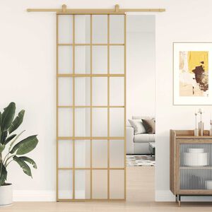 vidaXL Liukuovi kulta 76x205 cm himme&auml; ESG-lasi ja alumiini