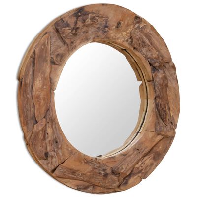vidaXL Koristeellinen peili pyöreä 80 cm Tiikki