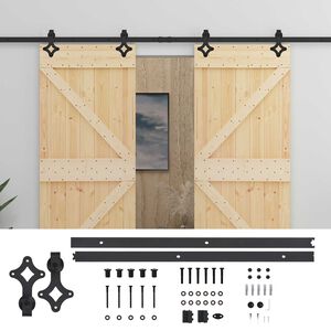 vidaXL Liukuovi 2 pcs Luonnollinen ja musta T&auml;ysi m&auml;nty