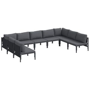 vidaXL Puutarhasohva Setti tyynyll&auml; 9 pcs Musta Ter&auml;s