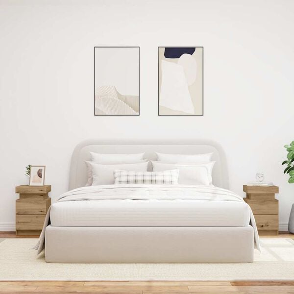 vidaXL Yöpöydät LED-valoilla 2 kpl tammi 35x39x55 cm tekninen puu