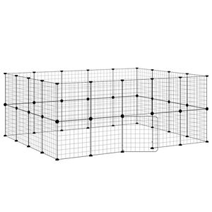 vidaXL 36-paneelinen lemmikkih&auml;kki ovella musta 175x140x70 cm ter&auml;s
