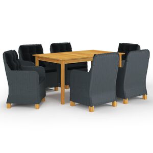 vidaXL 7-osainen Ulkoruokailuryhm&auml; tummanharmaa