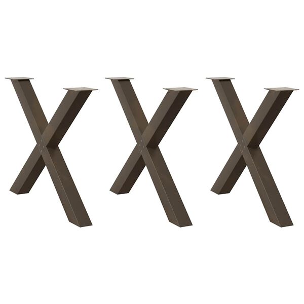 vidaXL Ruokap&ouml;yd&auml;n jalat X-muotoiset 3 kpl Luonnonv&auml;rinen ter&auml;s 90x(72-73) cm Ter&auml;s