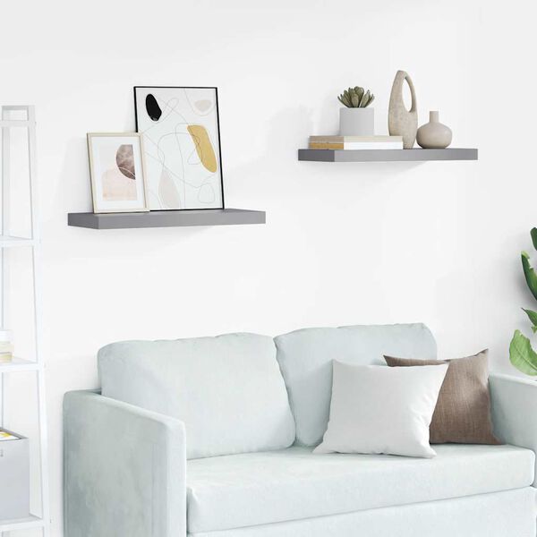 vidaXL Kelluvat seinähyllyt 2 kpl harmaa 60x23,5x3,8 cm MDF