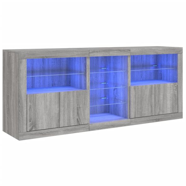 vidaXL Senkki LED-valoilla harmaa Sonoma 181,5x37x67 cm