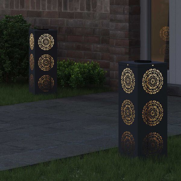 vidaXL Aurinko LED-polkuvalo 2 pcs Antrasiitti Kylm&auml;valssattu ter&auml;s