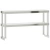 vidaXL Keitti&ouml;n ty&ouml;tason hylly 2 tasoa 110x30x65 cm ruostumaton ter&auml;s