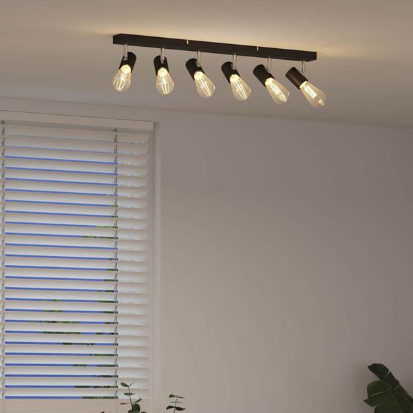 vidaXL Kattospotti valokeiloilla Musta 73 x 6,5 x 11,5 cm Metalli