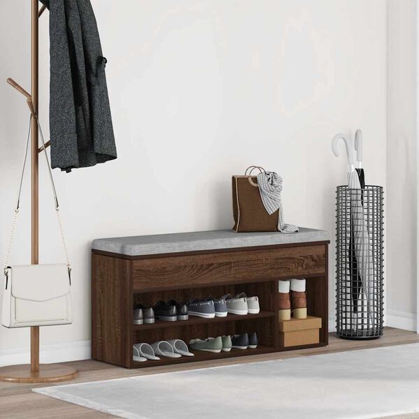 vidaXL Kenkäpenkki ruskea tammi 102x30,5x45 cm tekninen puu