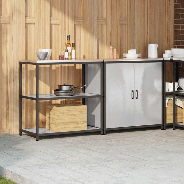 vidaXL Keittiön säilytyssarja hyllyllä ovella 2 pcs Hopea Teräs