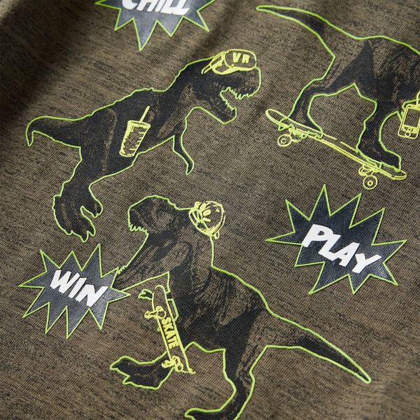 Lasten pitk&auml;hihainen T-paita meleerattu tumma khaki 104