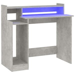 vidaXL Ty&ouml;p&ouml;yt&auml; LED-valoilla betoninharmaa 97x45x90 cm tekninen puu