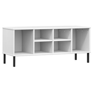 vidaXL Kenk&auml;teline metallijaloilla valkoinen 106x35x45 cm t&auml;yspuu OSLO
