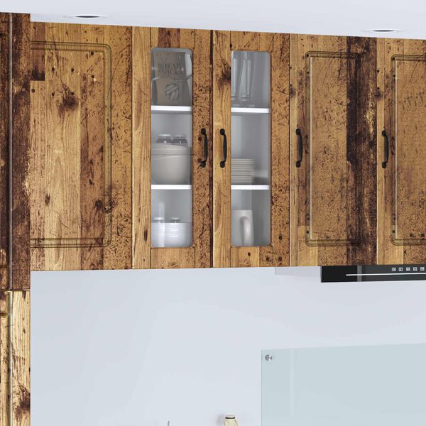 vidaXL Keitti&ouml;kaappi hyllyll&auml; Vanha puu 60 x 31 x 80 cm Tekninen puu