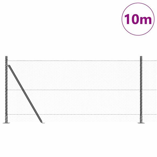 vidaXL Aita paalujen kanssa Harmaa 1 x 10 m