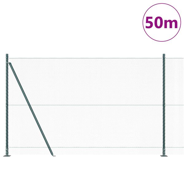 vidaXL Aita paalujen kanssa Vihre&auml; 1.6 x 50 m