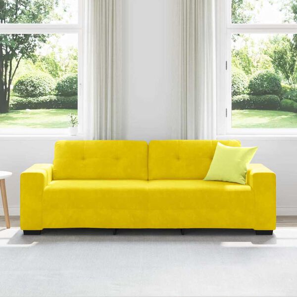 vidaXL | 3-istuttava sohva | tyynyll&auml; Keltainen Sametti