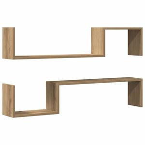 vidaXL Sein&auml;hyllyt 2 kpl k&auml;sity&ouml;l&auml;inen tammi 100x15x20 cm tekninen puu