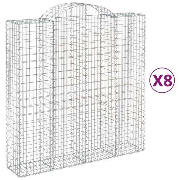 vidaXL Kaarevat kivikorit 8 kpl 200x50x200/220 cm galvanoitu rauta