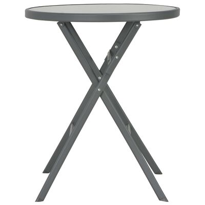 vidaXL Kokoontaittuva bistropöytä harmaa 60x70 cm lasi ja teräs