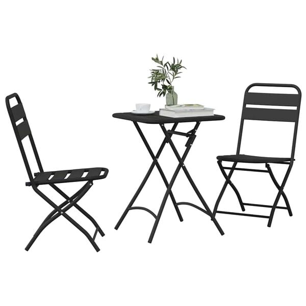 vidaXL Bistrosetti 3 pcs Antrasiitti Teräs