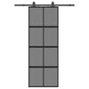 vidaXL liukuovi laitteistosarjalla musta 76x205 cm karkaistu lasi
